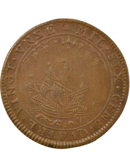 Corporation des Marchands de Vin 1 jeton Cuivre 1691