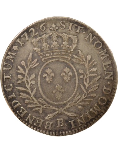 Louis XV Au Buste Habillé 1 écu Argent 1726 B Rouen