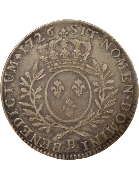 Louis XV Au Buste Habillé 1 écu Argent 1726 B Rouen