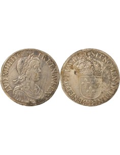 Louis XIV A la Mèche Longue 1 ecu Argent 1652 B Rouen
