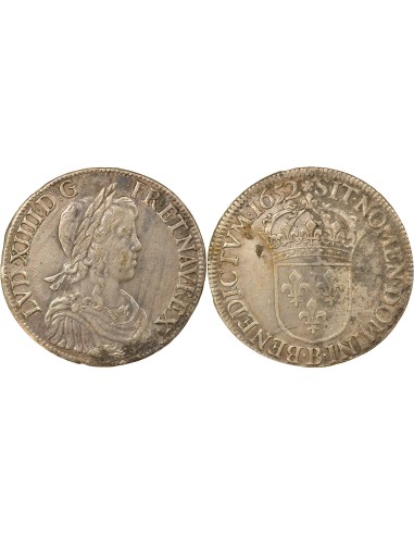 Louis XIV A la Mèche Longue 1 ecu Argent 1652 B Rouen