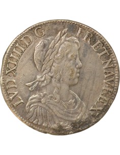 Louis XIV A la Mèche Longue 1 ecu Argent 1652 B Rouen 2