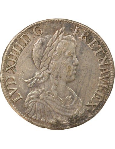 Louis XIV A la Mèche Longue 1 ecu Argent 1652 B Rouen