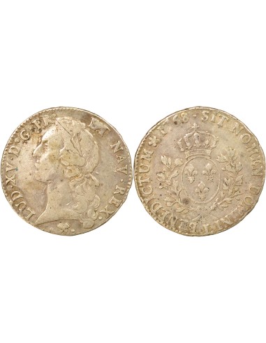 Louis XV au Bandeau 1 ecu Argent 1768 L Bayonne