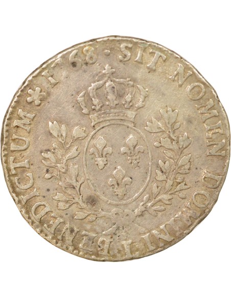 Louis XV au Bandeau 1 ecu Argent 1768 L Bayonne