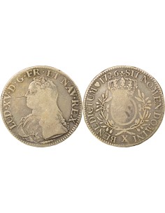 Louis XV Au Buste Habillé 1 ecu Argent 1726 X Amiens
