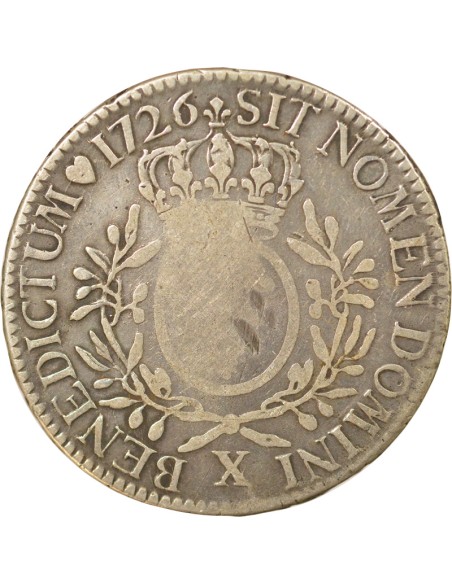 Louis XV Au Buste Habillé 1 ecu Argent 1726 X Amiens