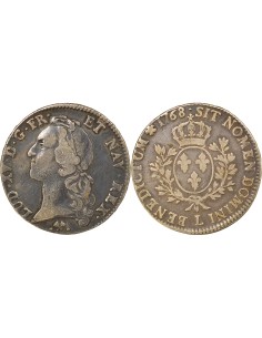 Louis XV Au Bandeau 1 ecu Argent 1768 L Bayonne