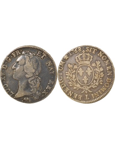 Louis XV Au Bandeau 1 ecu Argent 1768 L Bayonne