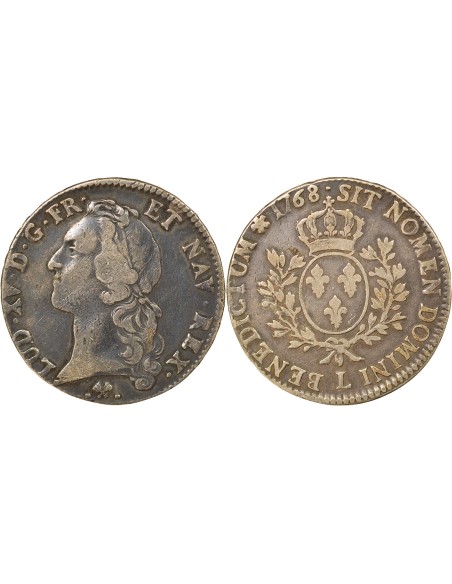 Louis XV Au Bandeau 1 ecu Argent 1768 L Bayonne