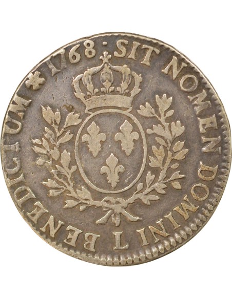 Louis XV Au Bandeau 1 ecu Argent 1768 L Bayonne