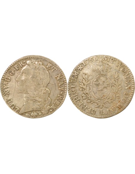 Louis XV Au Bandeau 1 ecu Argent 1766 L Bayonne