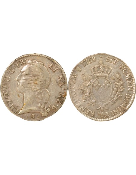 Louis XV Au Bandeau 1 ecu Argent 1768 Pau