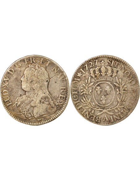 Louis XV Au Buste Habillé 1 ecu Argent 1727 A - Paris