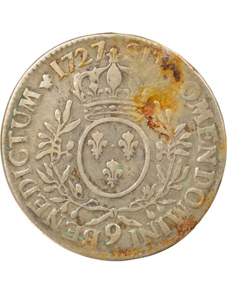 Louis XV au Buste habillé 1 ecu Argent 1727 9 Rennes