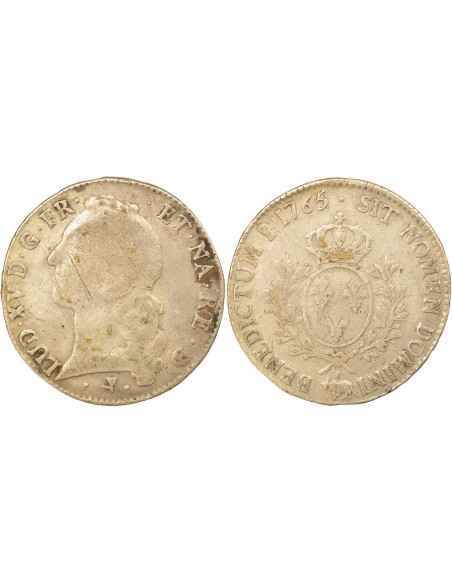 Louis XV Au Bandeau 1 ecu Argent 1765 Pau