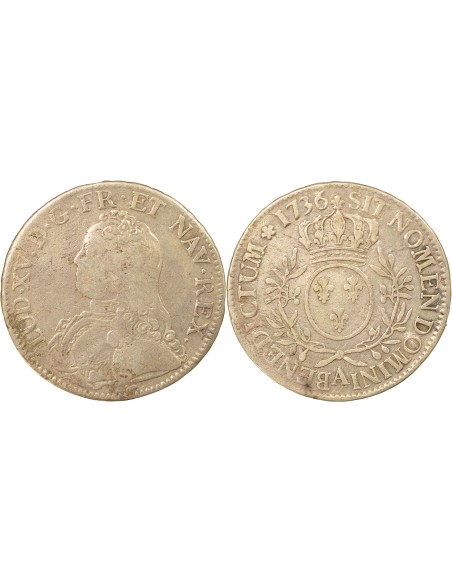 Louis XV Au Buste Habillé 1 ecu Argent 1736 A - Paris