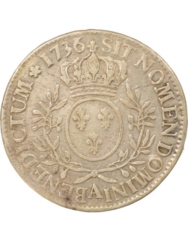 Louis XV Au Buste Habillé 1 ecu Argent 1736 A - Paris
