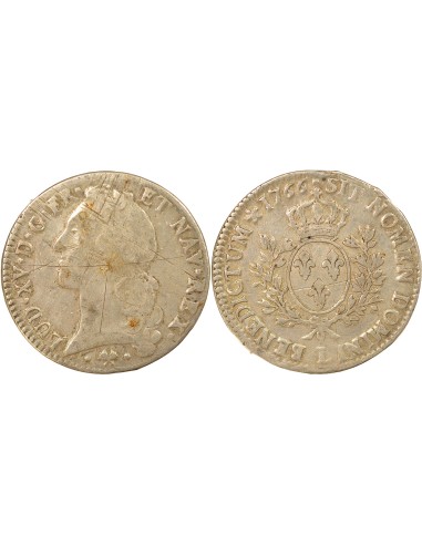 Louis XV Au Bandeau 1 ecu Argent 1766 L Bayonne