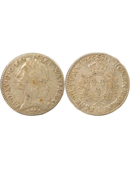 Louis XV Au Bandeau 1 ecu Argent 1766 L Bayonne