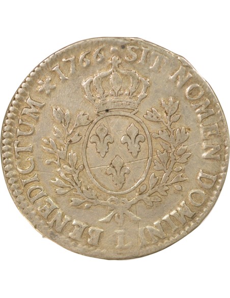 Louis XV Au Bandeau 1 ecu Argent 1766 L Bayonne