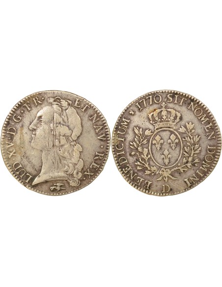 Louis XV Au Bandeau 1 ecu Argent 1770 D Lyon