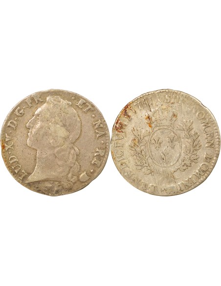 Louis XV Au Bandeau 1 ecu Argent 1761 Pau