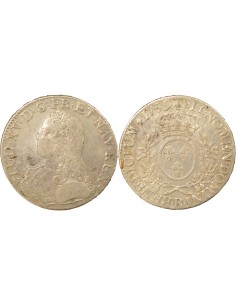 Louis XV Au Buste Habillé 1 ecu Argent 1739 B Rouen