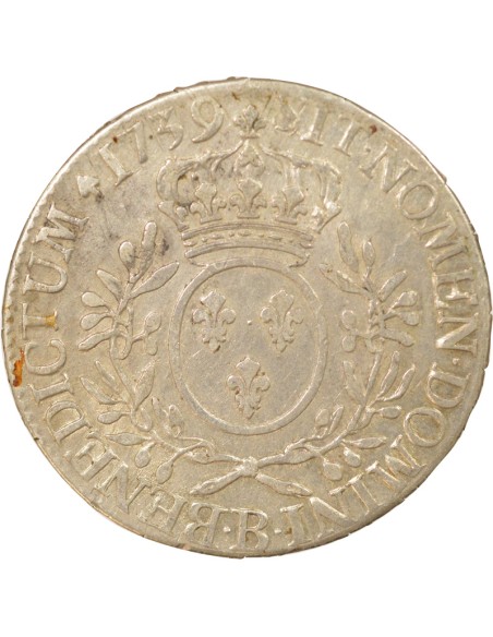 Louis XV Au Buste Habillé 1 ecu Argent 1739 B Rouen