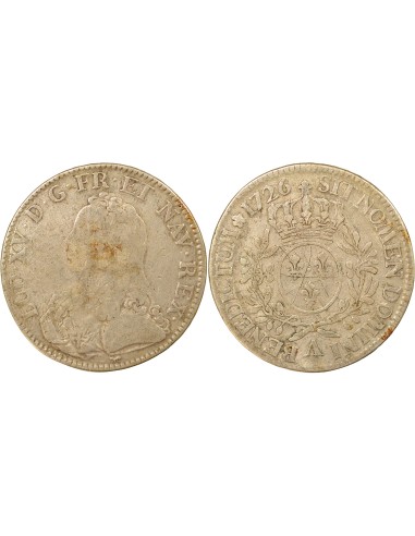 Louis XV Au Buste Habillé 1 ecu Argent 1726 A - Paris