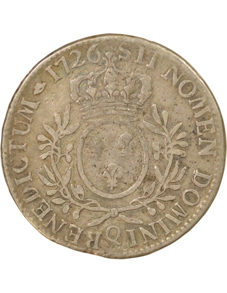 Louis XV Au Buste Habillé 1 ecu Argent 1726 Q Perpignan