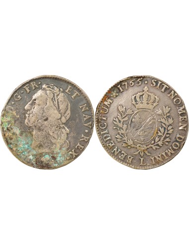 Louis XV Au Bandeau 1 ecu Argent 1765 L Bayonne