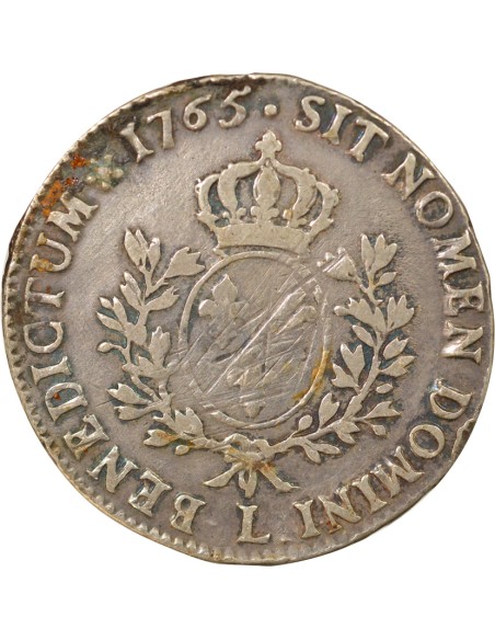 Louis XV Au Bandeau 1 ecu Argent 1765 L Bayonne