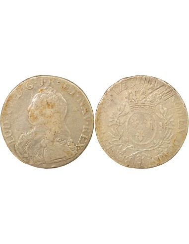 Louis XV au Buste habillé 1 ecu Argent 1735 & Aix-en-Provence