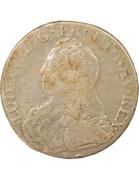 Louis XV au Buste habillé 1 ecu Argent 1735 & Aix-en-Provence
