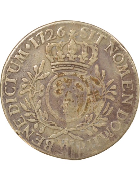 Louis XV au Buste habillé 1 ecu Argent 1726 W Lille