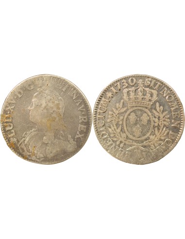 Louis XV Au Buste Habillé 1 ecu Argent 1730 T Nantes