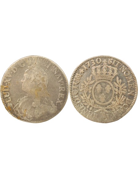 Louis XV Au Buste Habillé 1 ecu Argent 1730 T Nantes