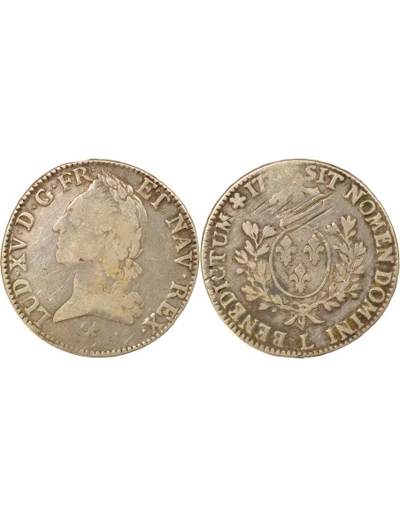 Louis XV A la Vieille Tête 1 ecu Argent 1771-1774 L Bayonne