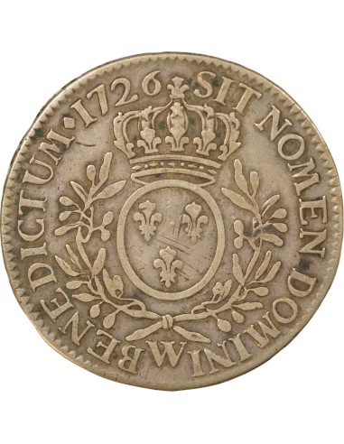 Louis XV au Buste habillé 1 ecu Argent 1726 W Lille