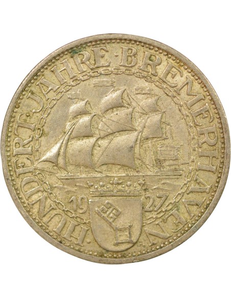 Allemagne Bremerhaven 3 mark Billon 1927 A Berlin