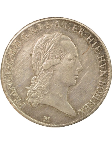 Pays-Bas Autrichiens François II du Saint-Empire Aux Couronnes 1 thaler Argent 1793 M Milan