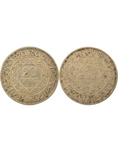 Maroc Mohammed V du Maroc Protectorat 20 francs Argent 1347 AH A Paris