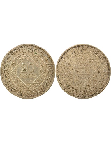 Maroc Mohammed V du Maroc Protectorat 20 francs Argent 1347 AH A Paris