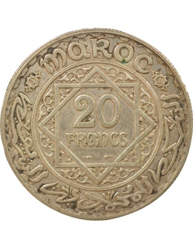 Maroc Mohammed V du Maroc Protectorat 20 francs Argent 1347 AH A Paris