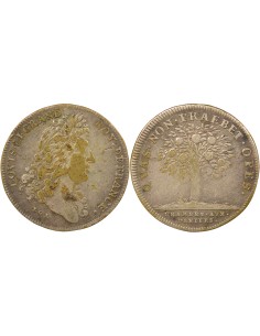 Louis XIV Chambre aux Deniers 1 jeton Laiton Argenté XVIIe Siècle