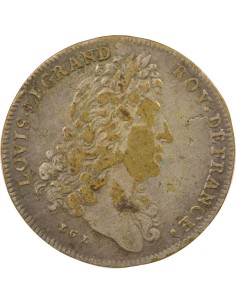 Louis XIV Chambre aux Deniers 1 jeton Laiton Argenté XVIIe Siècle 2