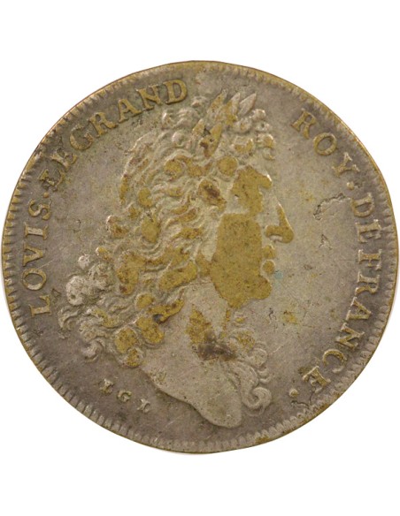 Louis XIV Chambre aux Deniers 1 jeton Laiton Argenté XVIIe Siècle