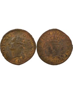 Louis XVI A l'Ecu 1 liard Cuivre 1791 T Nantes