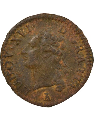 Louis XVI A l'Ecu 1 liard Cuivre 1791 T Nantes